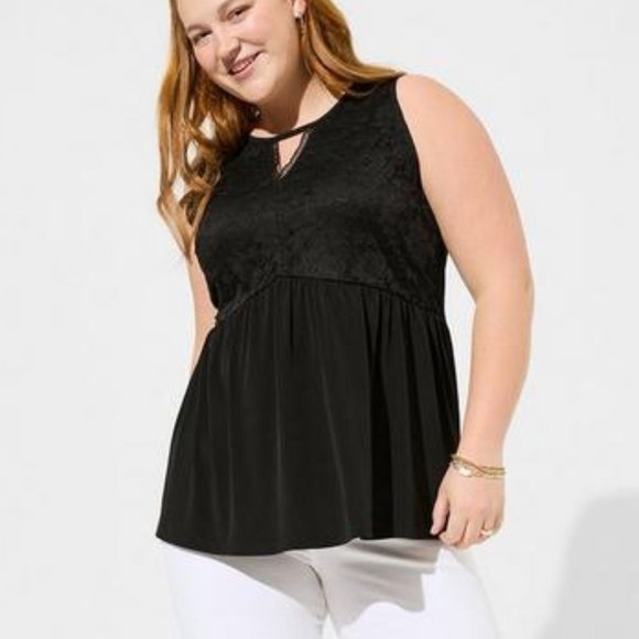 ❤️NWT VINTAGE TORRID TANK - LACE BABYDOLL KEYHOLE CAMI - FLOWY - PLUS SIZE - Picture 13 of 16